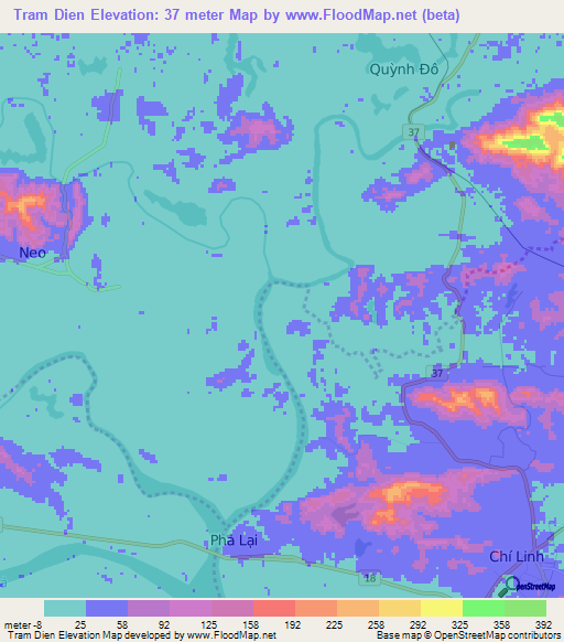 Tram Dien,Vietnam Elevation Map