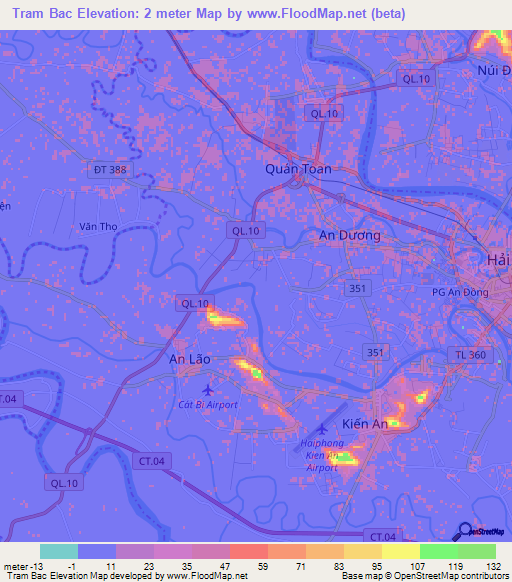 Tram Bac,Vietnam Elevation Map