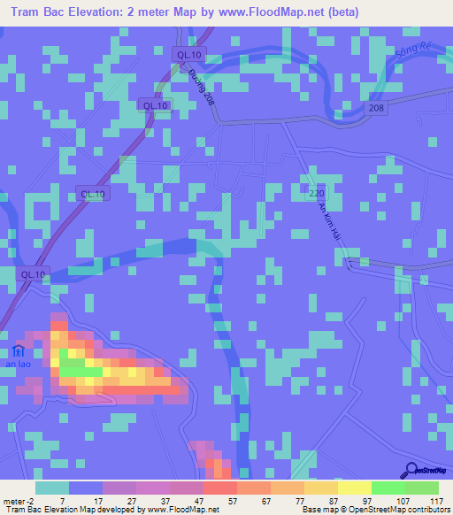 Tram Bac,Vietnam Elevation Map