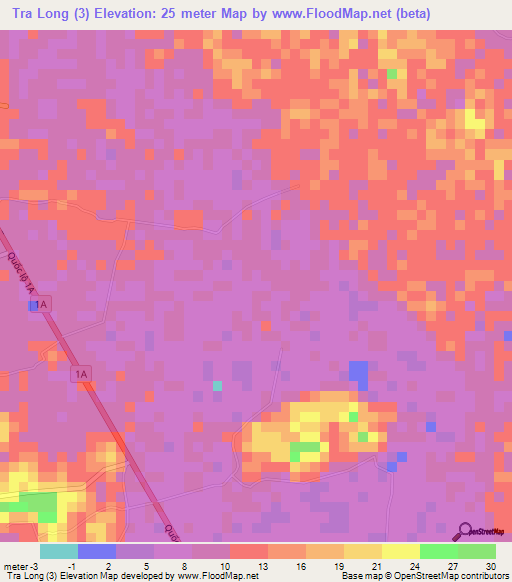 Tra Long (3),Vietnam Elevation Map