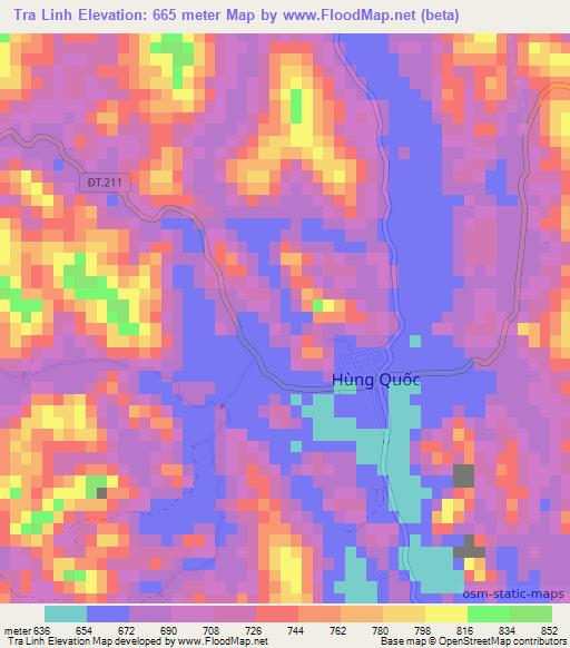 Tra Linh,Vietnam Elevation Map