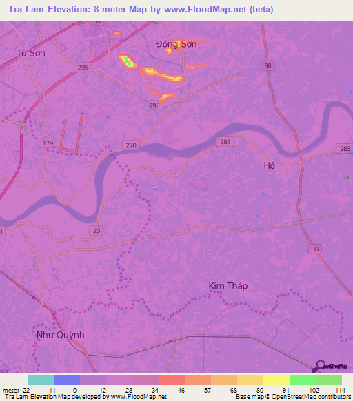 Tra Lam,Vietnam Elevation Map