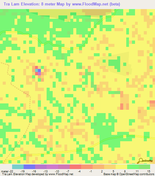 Tra Lam,Vietnam Elevation Map