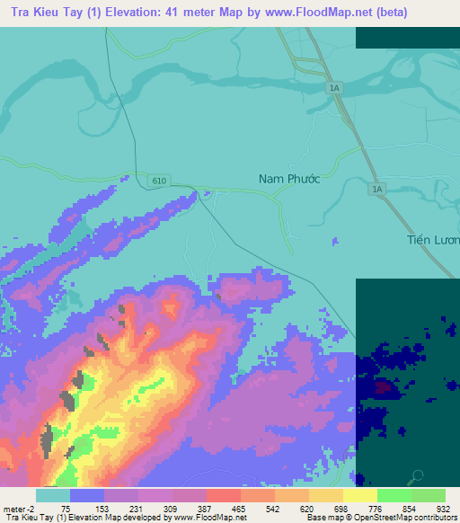 Tra Kieu Tay (1),Vietnam Elevation Map