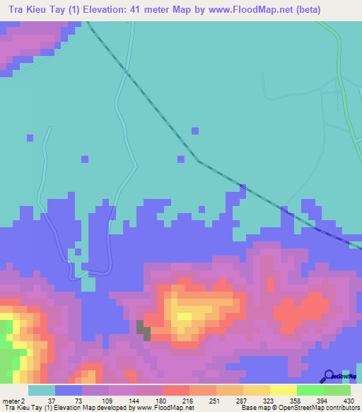 Tra Kieu Tay (1),Vietnam Elevation Map