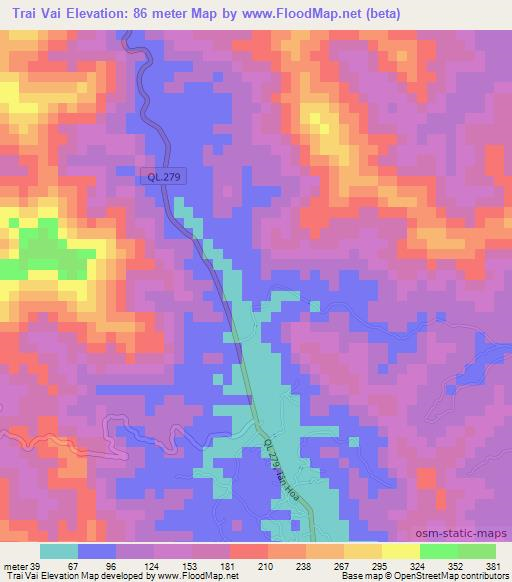 Trai Vai,Vietnam Elevation Map