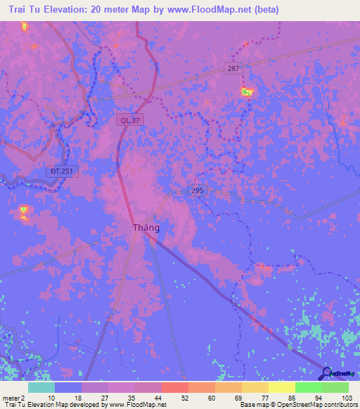 Trai Tu,Vietnam Elevation Map