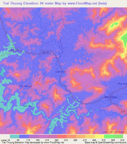 Trai Thuong,Vietnam Elevation Map