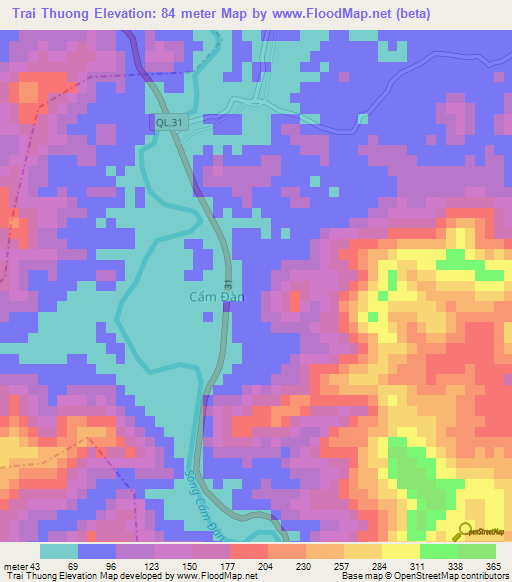 Trai Thuong,Vietnam Elevation Map