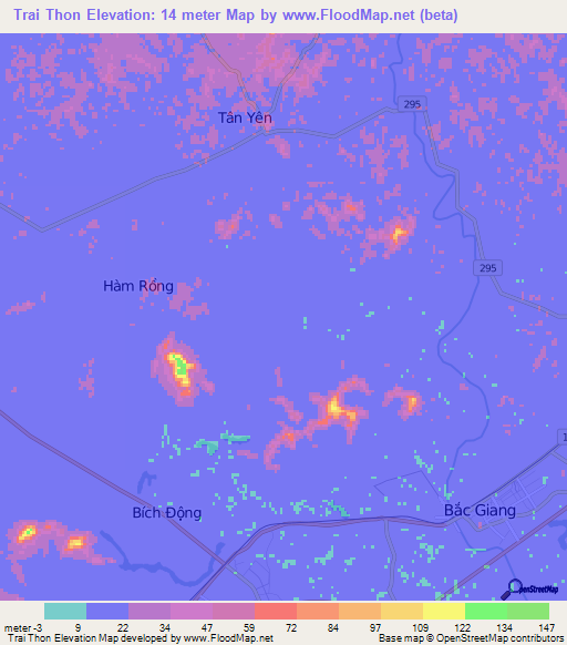 Trai Thon,Vietnam Elevation Map