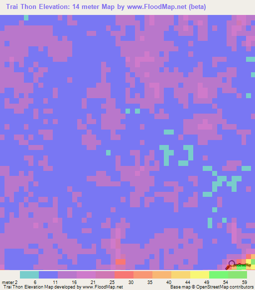 Trai Thon,Vietnam Elevation Map