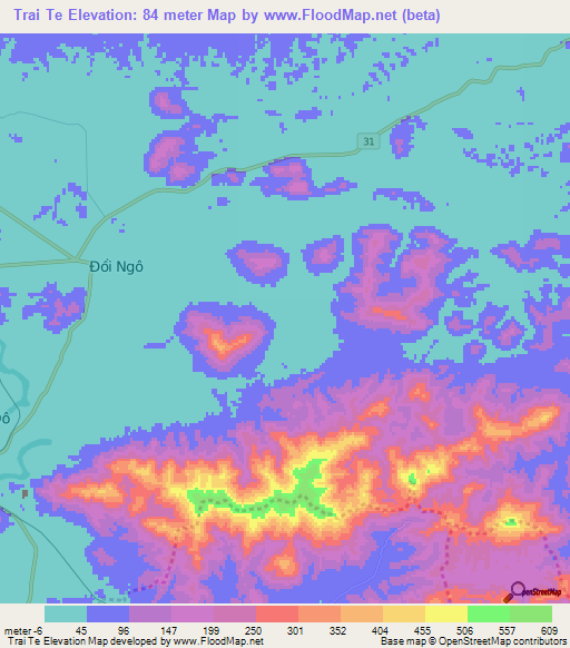 Trai Te,Vietnam Elevation Map