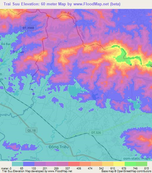 Trai Suu,Vietnam Elevation Map