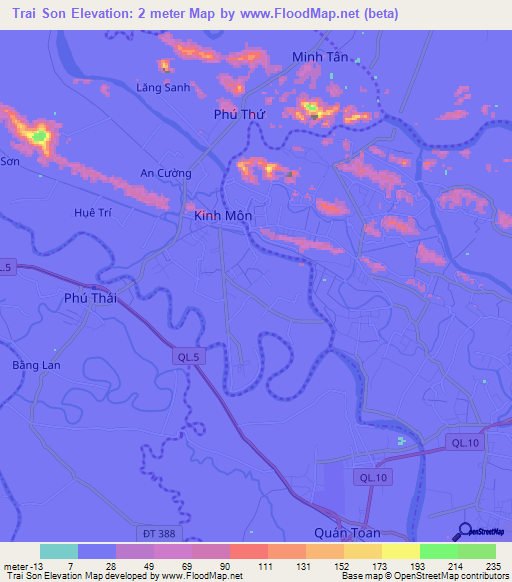 Trai Son,Vietnam Elevation Map