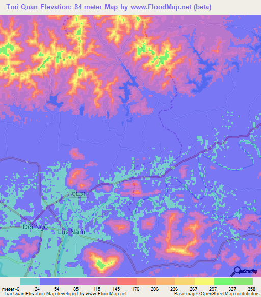 Trai Quan,Vietnam Elevation Map