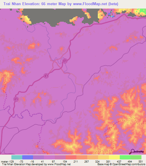 Trai Nhan,Vietnam Elevation Map