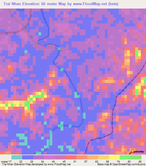 Trai Nhan,Vietnam Elevation Map