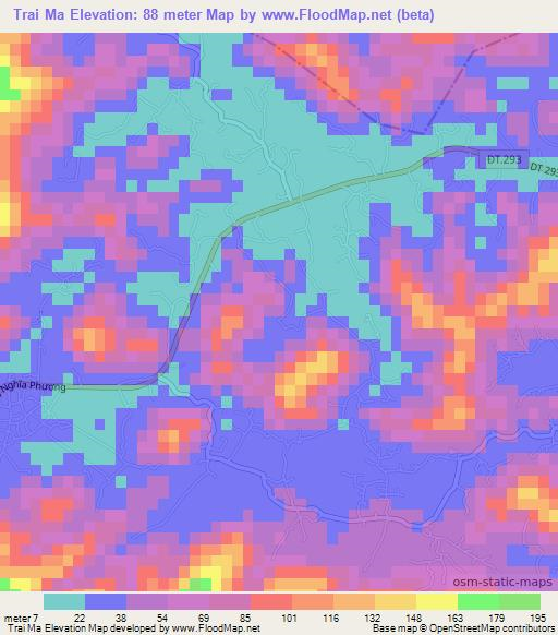 Trai Ma,Vietnam Elevation Map