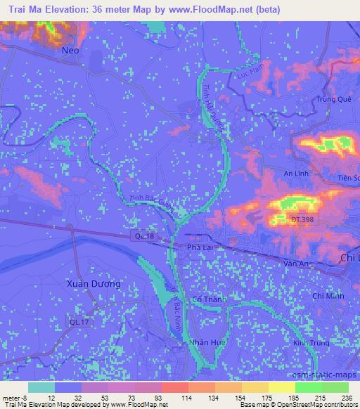 Trai Ma,Vietnam Elevation Map