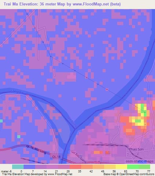 Trai Ma,Vietnam Elevation Map