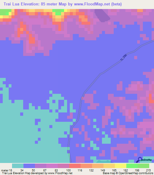 Trai Lua,Vietnam Elevation Map