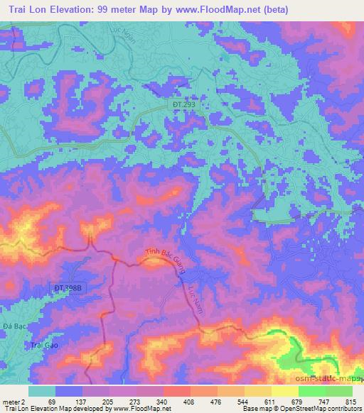 Trai Lon,Vietnam Elevation Map