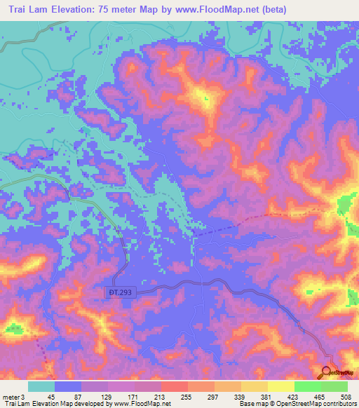 Trai Lam,Vietnam Elevation Map