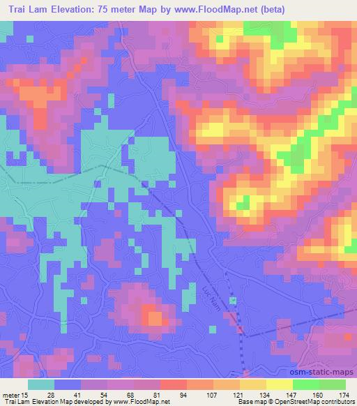 Trai Lam,Vietnam Elevation Map