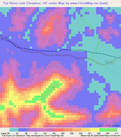 Trai Kuon Linh,Vietnam Elevation Map