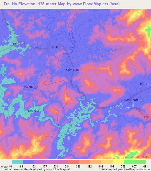 Trai Ha,Vietnam Elevation Map