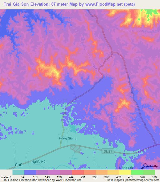 Trai Gia Son,Vietnam Elevation Map