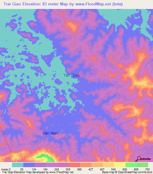 Trai Giao,Vietnam Elevation Map