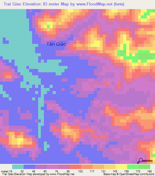 Trai Giao,Vietnam Elevation Map