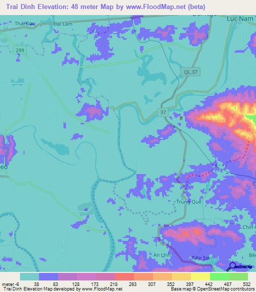 Trai Dinh,Vietnam Elevation Map