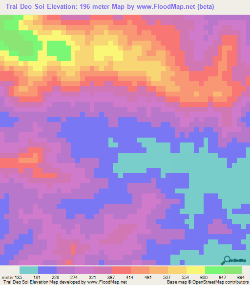 Trai Deo Soi,Vietnam Elevation Map