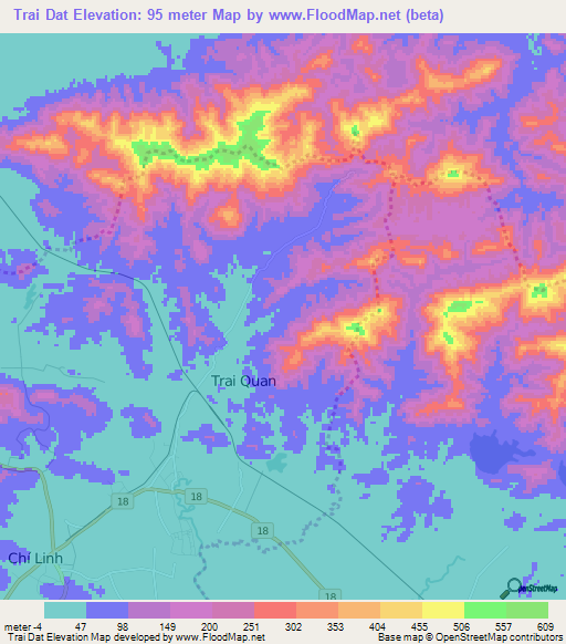 Trai Dat,Vietnam Elevation Map