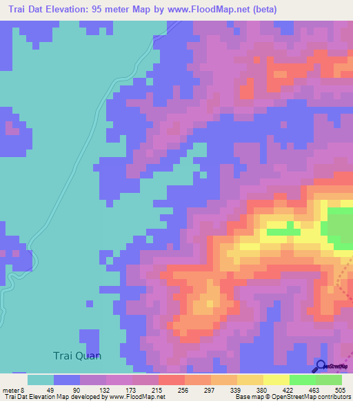 Trai Dat,Vietnam Elevation Map