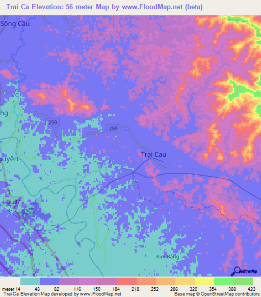 Trai Ca,Vietnam Elevation Map