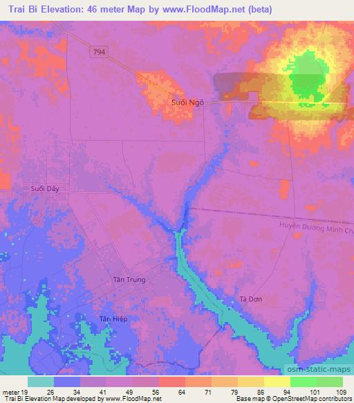 Trai Bi,Vietnam Elevation Map