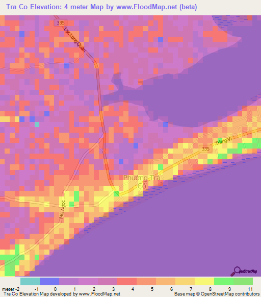 Tra Co,Vietnam Elevation Map