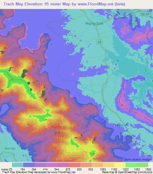 Trach May,Vietnam Elevation Map