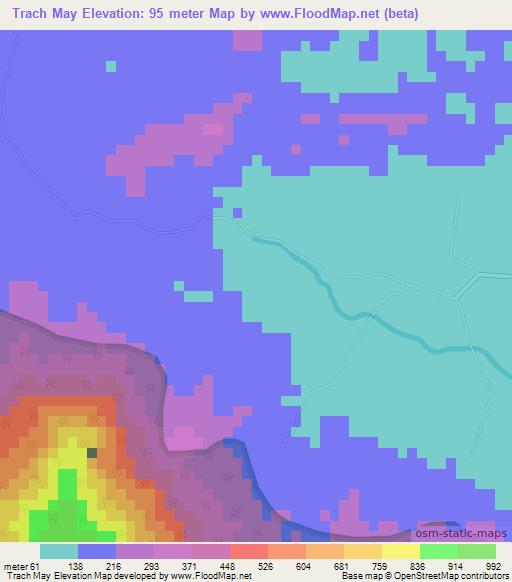 Trach May,Vietnam Elevation Map