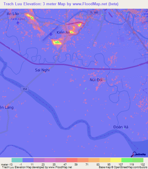 Trach Luu,Vietnam Elevation Map