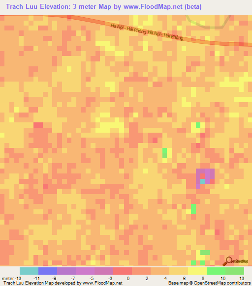 Trach Luu,Vietnam Elevation Map