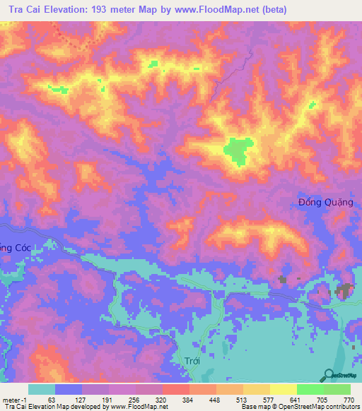 Tra Cai,Vietnam Elevation Map