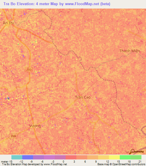 Tra Bo,Vietnam Elevation Map