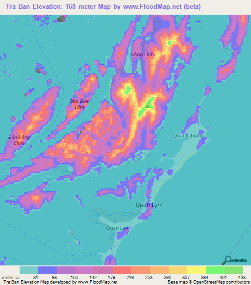 Tra Ban,Vietnam Elevation Map