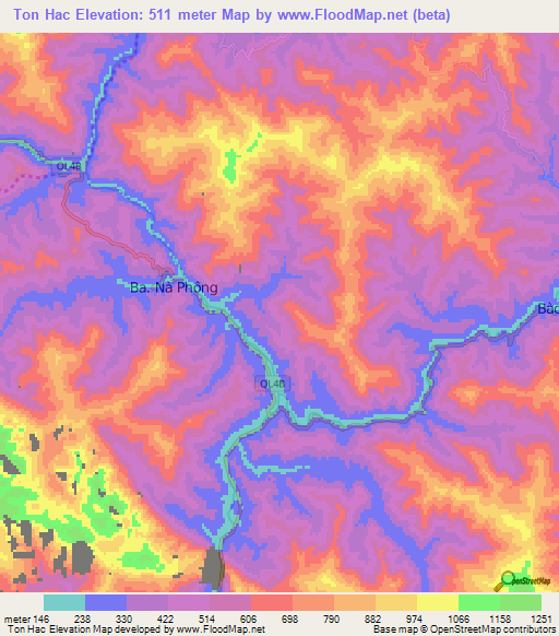 Ton Hac,Vietnam Elevation Map