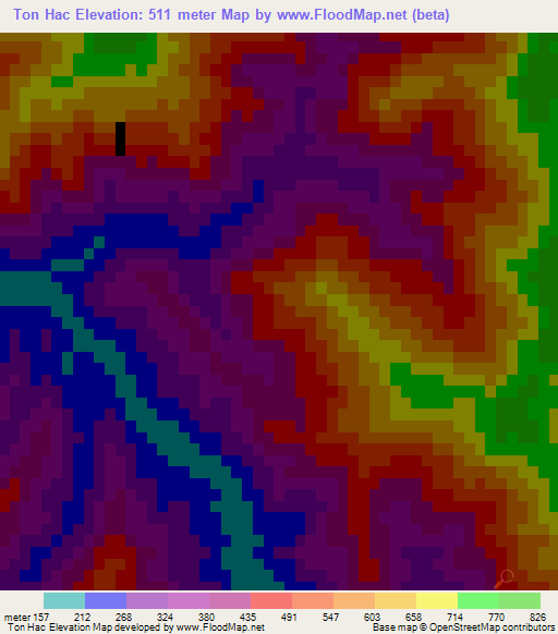 Ton Hac,Vietnam Elevation Map