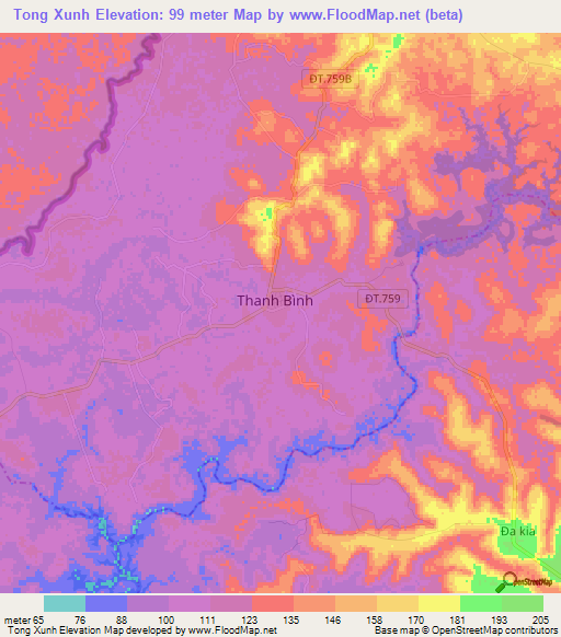 Tong Xunh,Vietnam Elevation Map